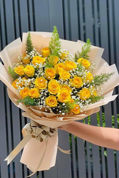 Bó hoa hồng TÌNH YÊU VÀNG_HB46 - Linh Nha Flower