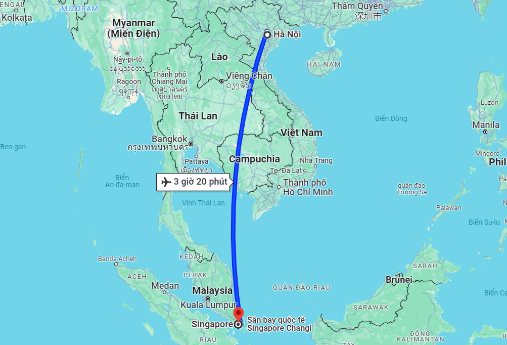 Thời gian bay từ Việt Nam sang Singapore mất bao lâu?